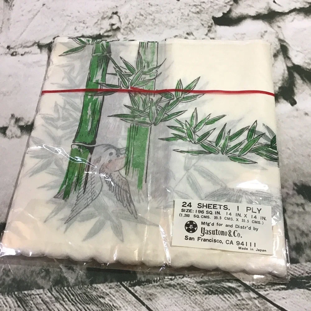 Vintage Decoupage Luncheon Napkins Lot 2Packs Floral Bamboo Print Scalloped